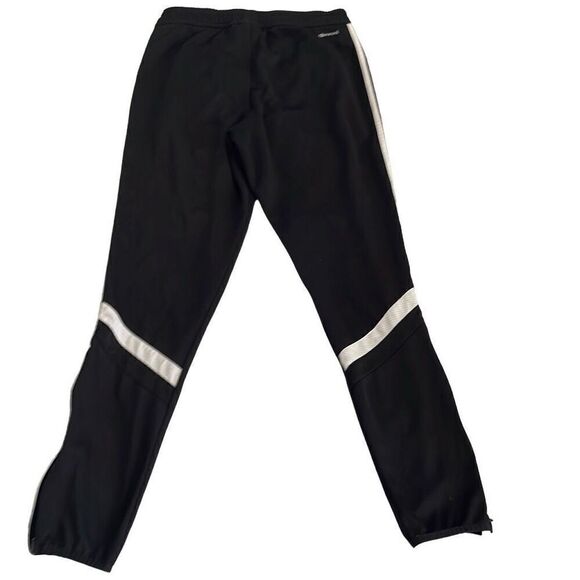 Adidas Black White Stripe Climalite Soccer Pants/Joggers Ankle Side Zip - Small - Picture 2 of 10